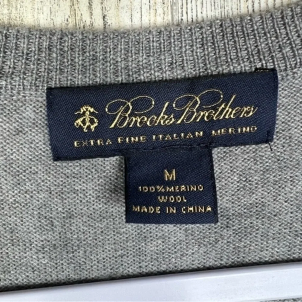 Brooks Brother Mens Extra Fine Merino‎ Wool Vest Size XL Grey V-neck